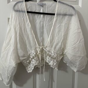 FAVLUX Cream Lace Detail Blouse